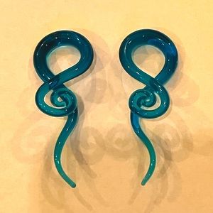 Gauge 2 turquoise acrylic spiral earrings